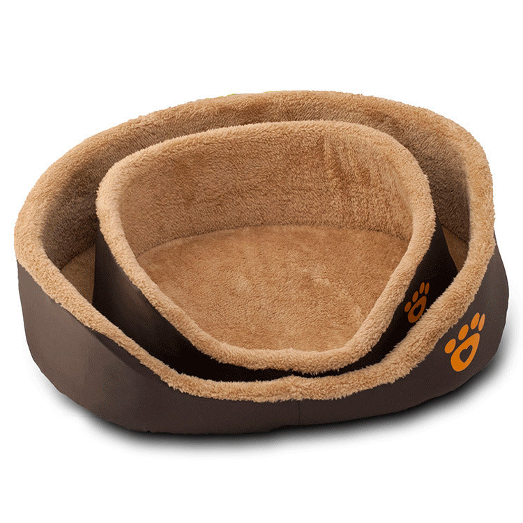 Ultra-soft donut-style dog bed in brown color