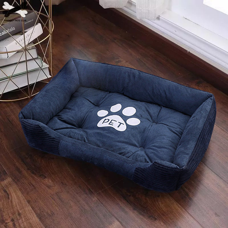 Sofa-style dog bed with plush comfort