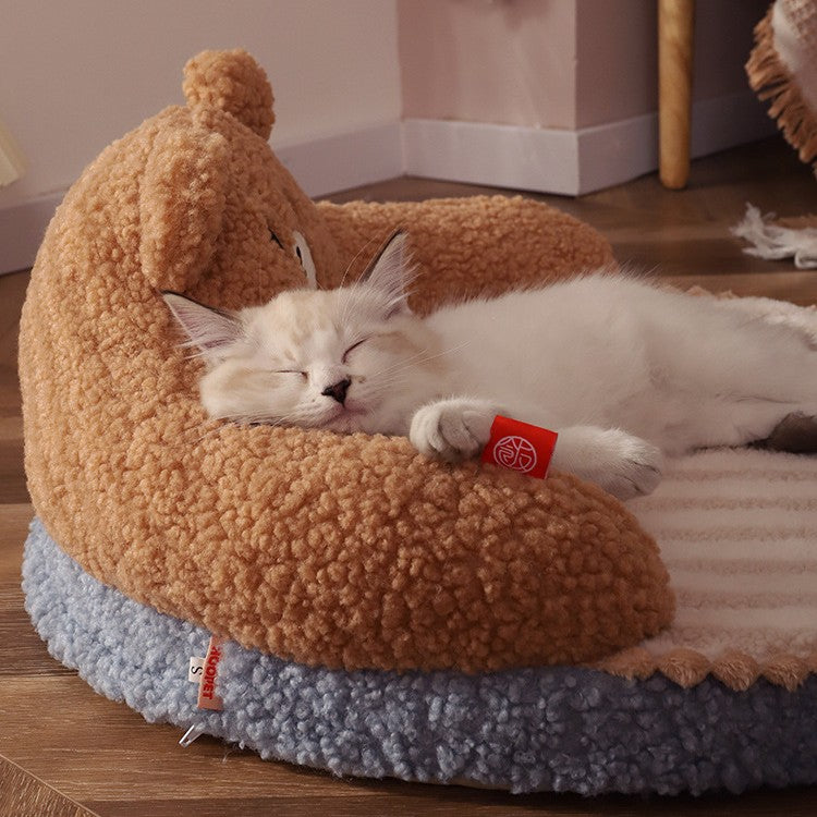 Scalloped Edge Pet Bed - Sweet Pie Design Cat Nest | Valentine's Gift