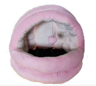Pink cave-style pet bed perfect for shy pets