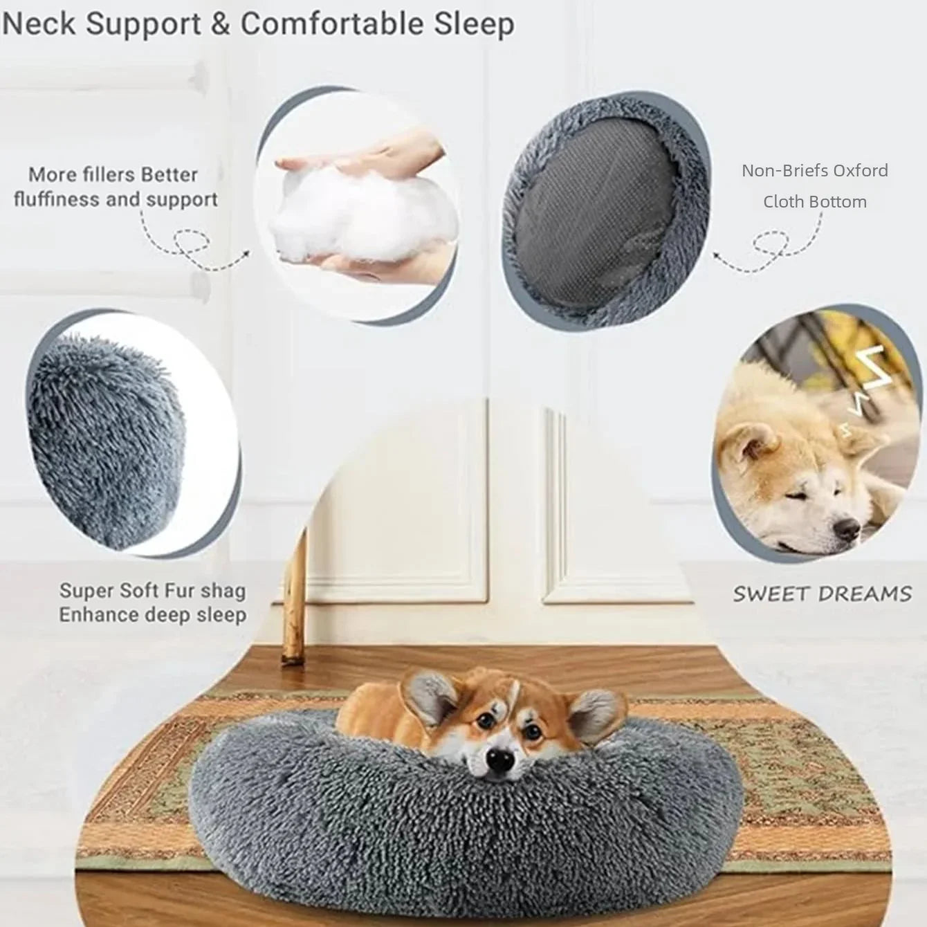Premium Round Plush Pet Bed - Ultra Soft & Warm