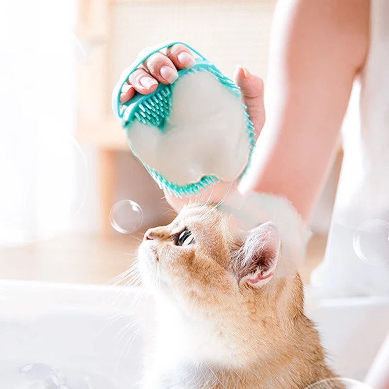 Premium Pet Bathing Brush - Silicone Massager & Shampoo Dispenser