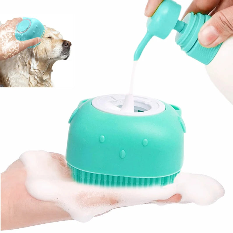Premium Pet Bathing Brush - Silicone Massager & Shampoo Dispenser